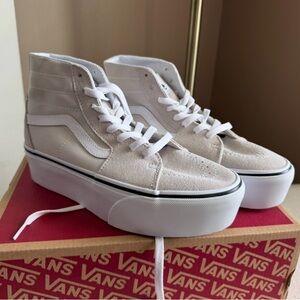 Vans Cream High-Top Platform Sneakers